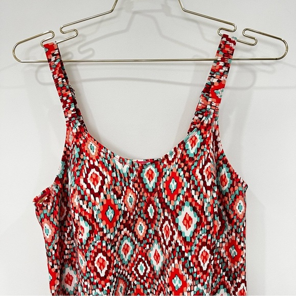 D & Co Beach Swimwear tankini Size 12 Aztec Print Multicolored Red Tankini Top - Picture 8 of 12